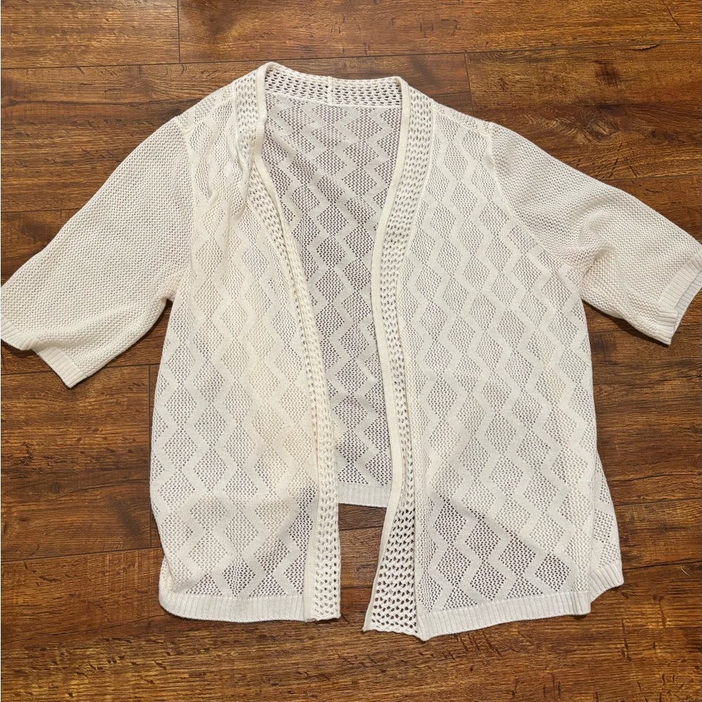 Flowy White Open-Front Sweater